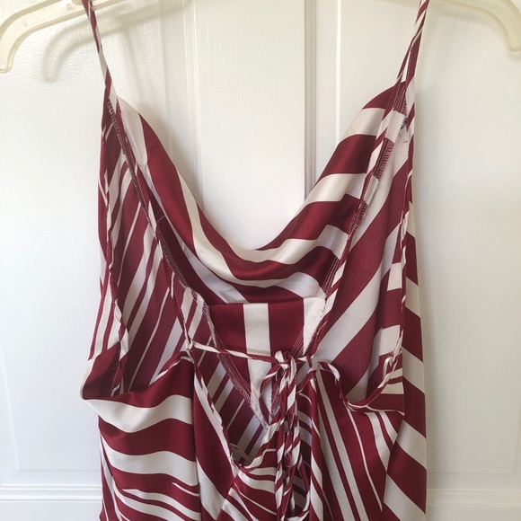 Anthropologie Asymmetrical Red and White Striped Slip Dress size XL - Picture 5 of 10